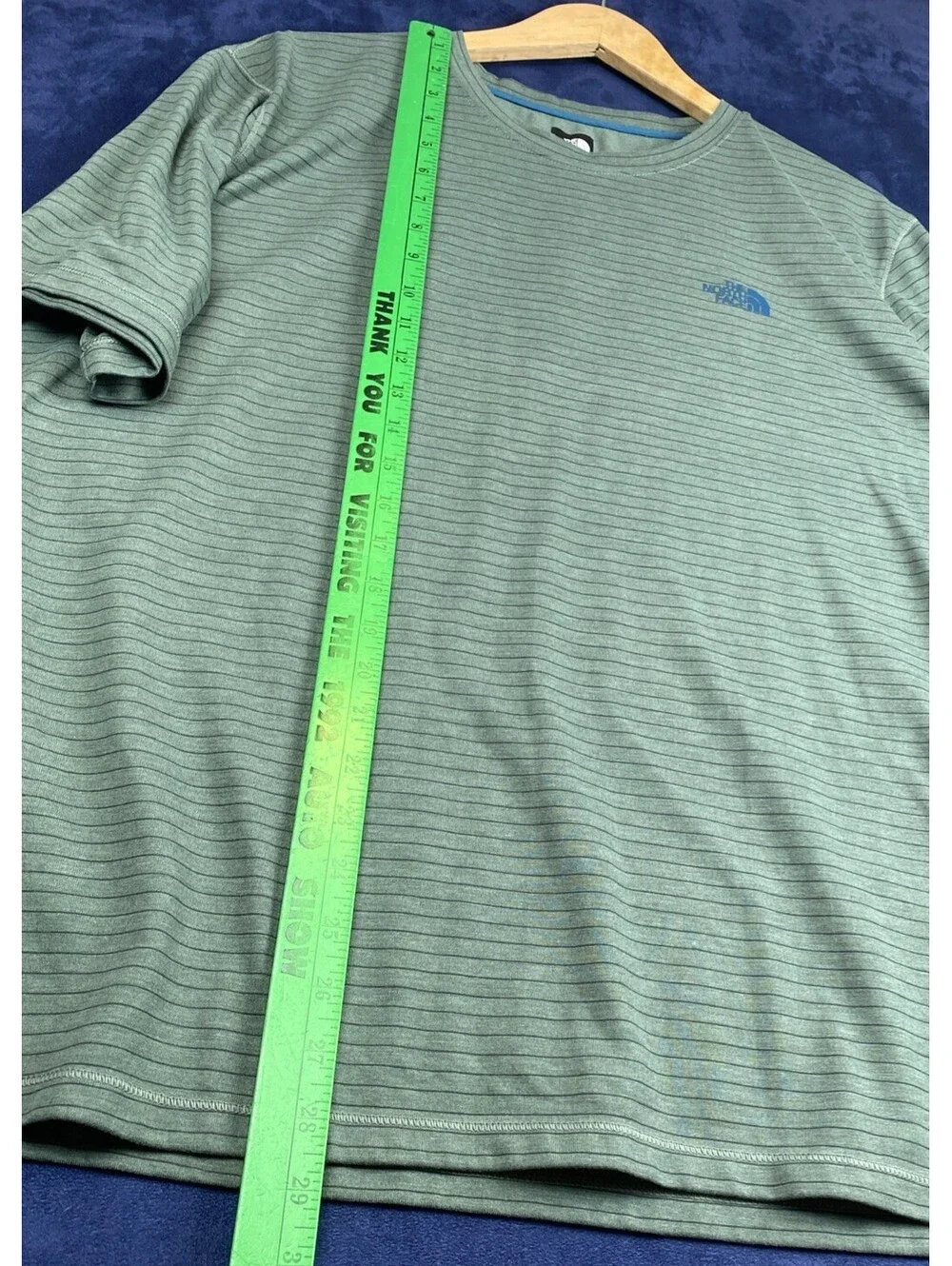 The North Face Men’s XL T Shirt Green/Black Horizontal Stripes Flashdry